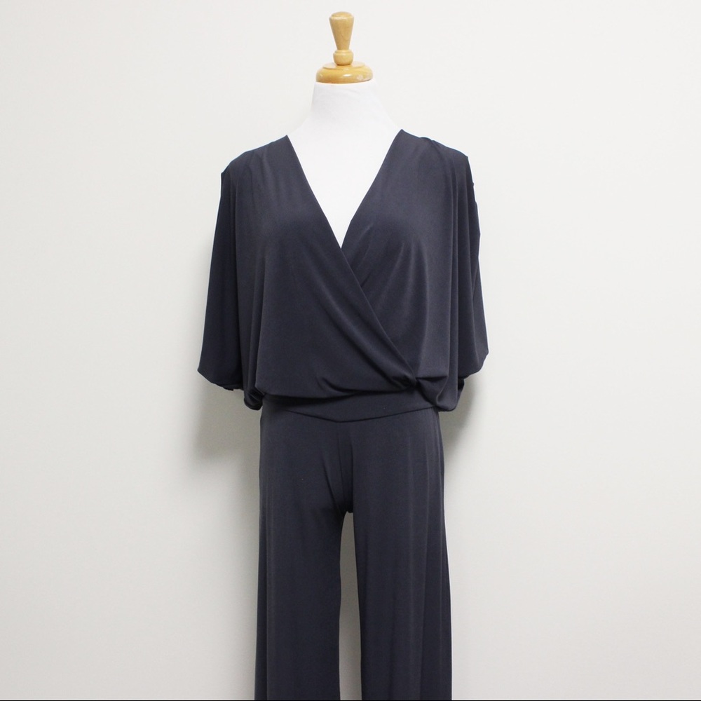 Julian Chang Jumpsuit Gunmetal Gray Dolman V Neck - Picture 2 of 8